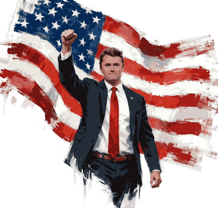 Illustration of a supporter holding the American flag